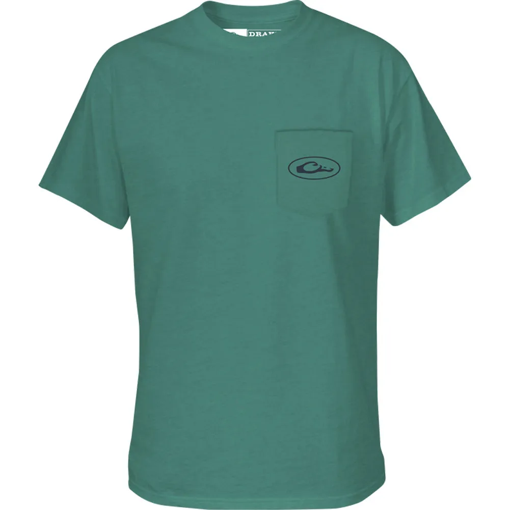 SS Wood Duck Circle Tee in Sea Blue Dark Heather by Drake