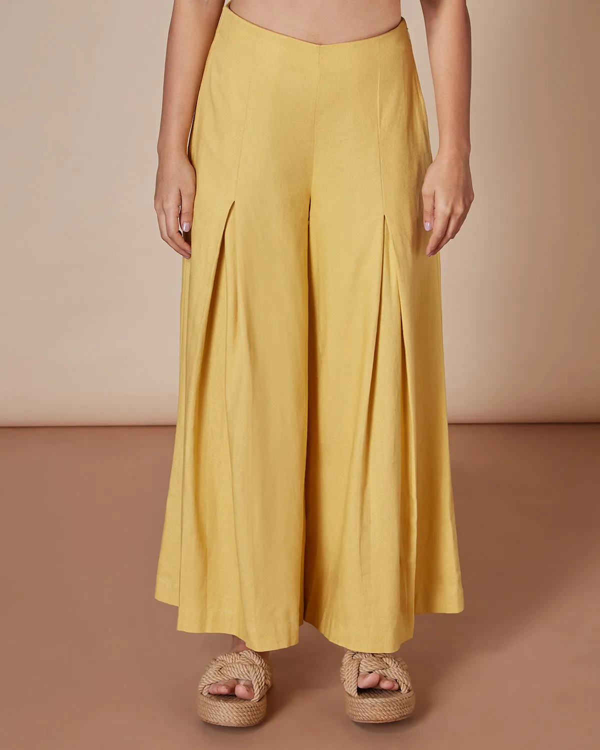 Stay Golden Pleated Wide-Legged Pants