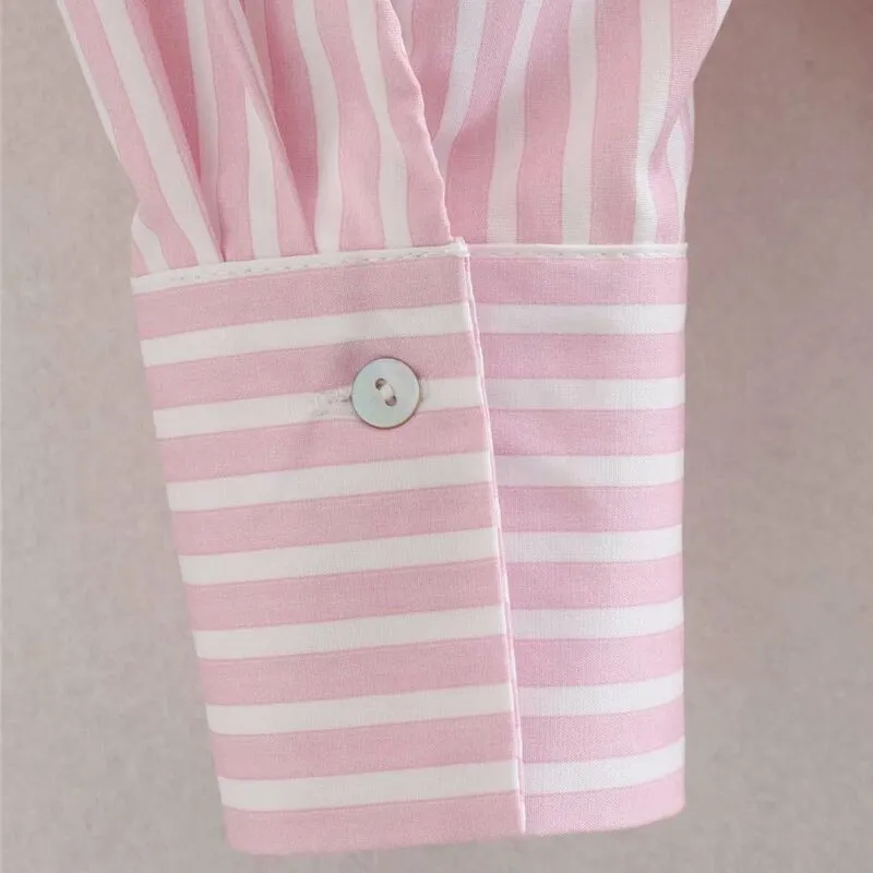STRIPED MINI SHIRT DRESS WITH BELT