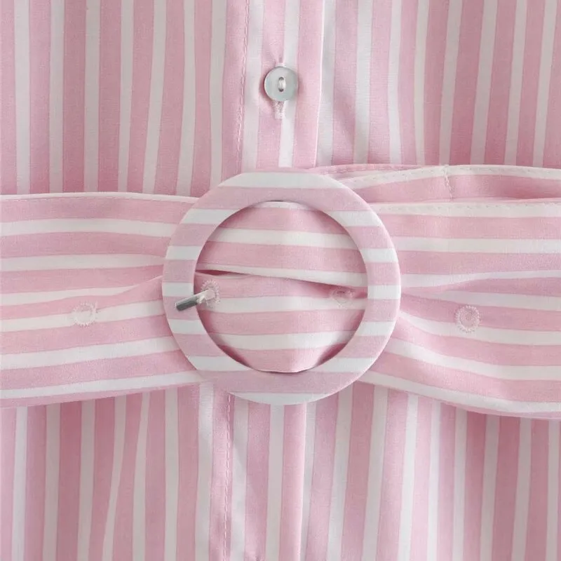 STRIPED MINI SHIRT DRESS WITH BELT