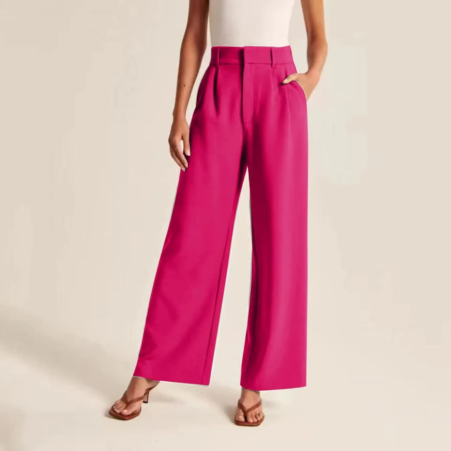 Sweatpants Women Business Summer Tummy Control Casual Solid High Waist Dress Pants Trouser Pants Comfortable Flowy