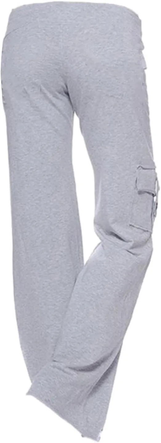 Sweatpants Women Workout Leggings Stretch High Waist Casual Cargo Pants Button Pockets Yoga Gym Loose Fit Trousers