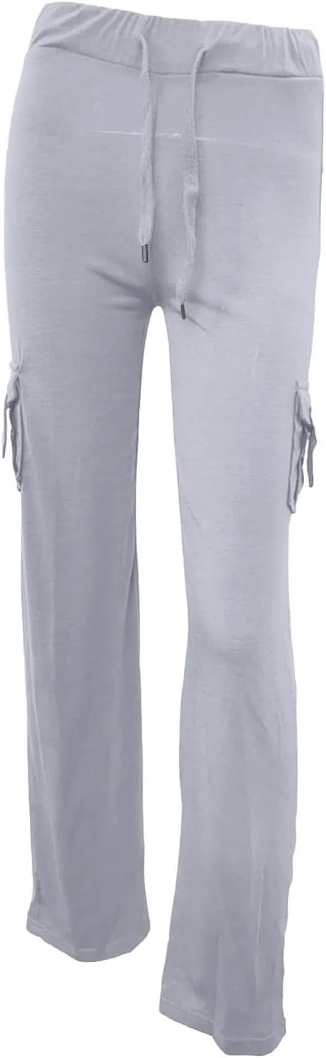 Sweatpants Women Workout Leggings Stretch High Waist Casual Cargo Pants Button Pockets Yoga Gym Loose Fit Trousers