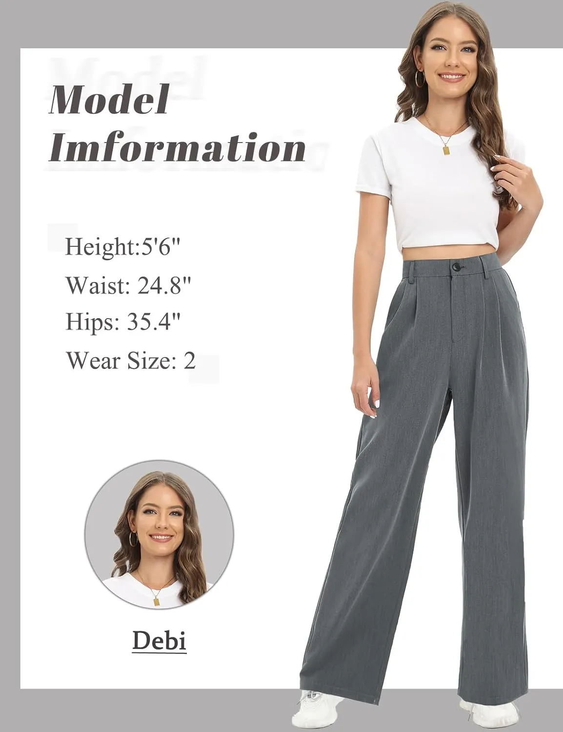 Tapata Women Wide Leg Pants High Waisted Dress Trousers Casual Elastic Pockets Business Work Slacks
