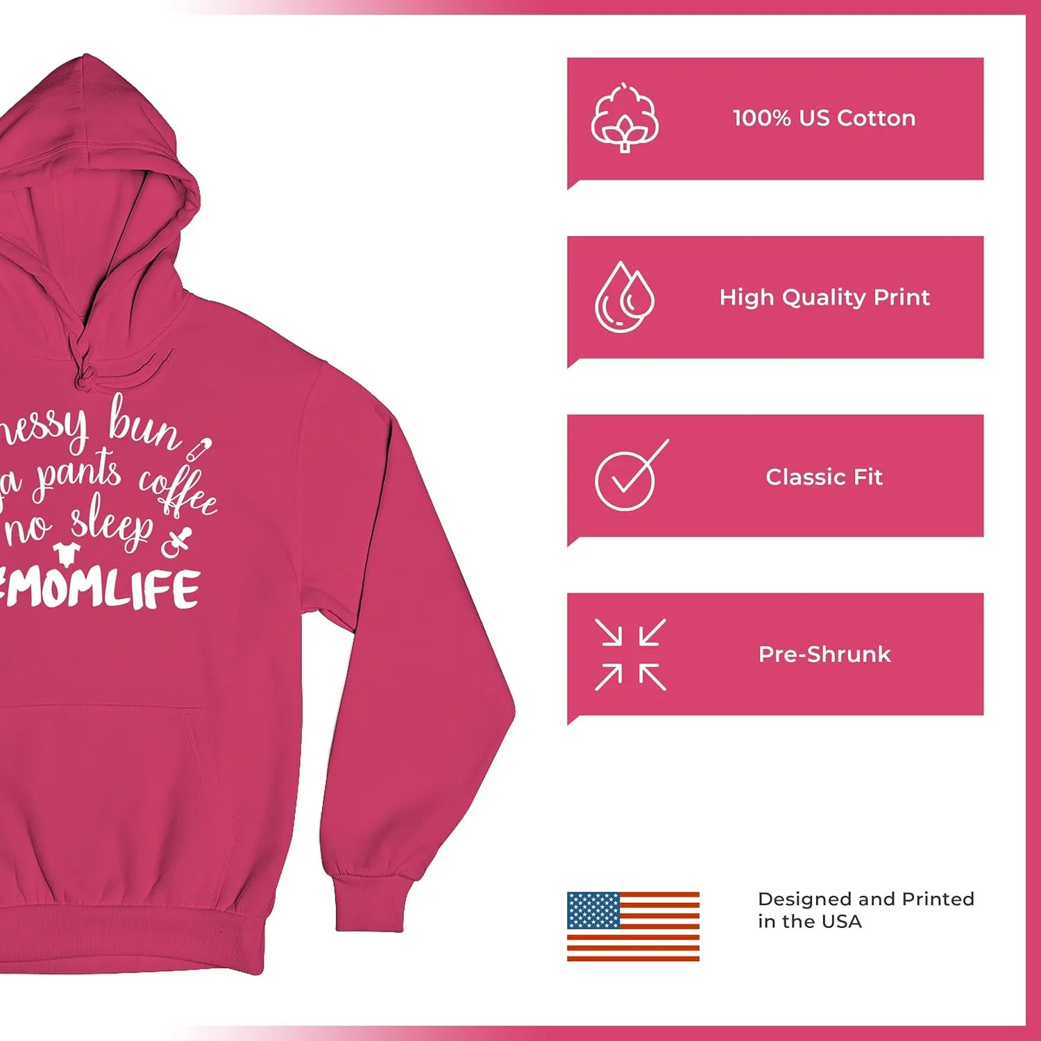 Tee Hunt Mom Life Sweatshirt Funny Messy Bun Yoga Pants No Sleep Motherhood Mama Bear Soccer Football Baseball Mommy Hoodie