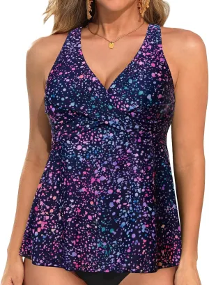 Tempt Me Women Tankini Top Only Flowy Swim Tops V Neck Bathing Suit Top