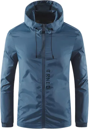 Thatrich Raincoat for Men Lightweight Waterproof Rain Jacket Hooded Zip Up Shirt Slim Fit Hoodie Hiking Fishing Outdoor Wear