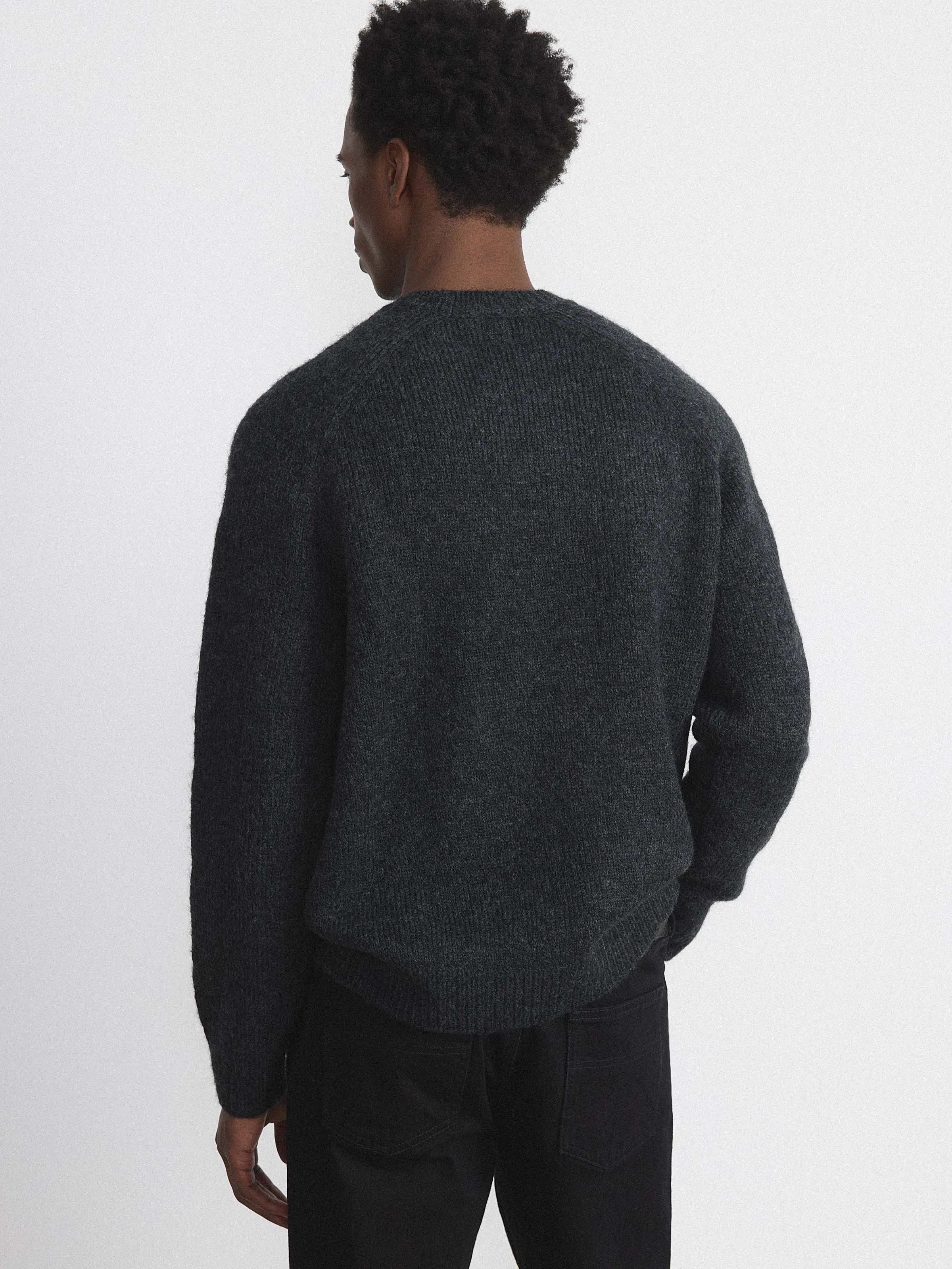 The Fuzzy Sweater in Grey Black