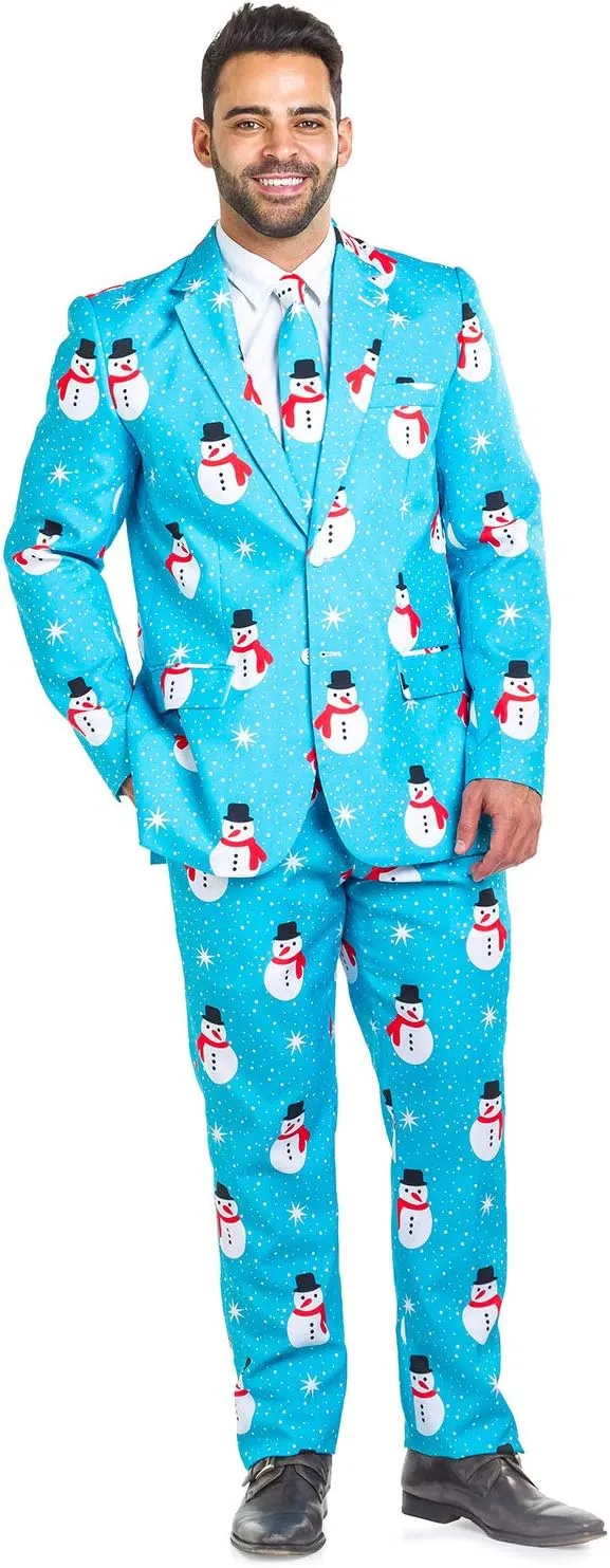 Tipsy Elves Men's Christmas Holiday Suit Pants - Ugly Christmas Sweater Inspired Slacks for Men