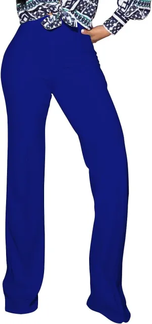 TOPSRANI Women High Waisted Dress Pants Work Trousers Slacks Bottoms Casual Pull On Long Stretch Solid Office Business
