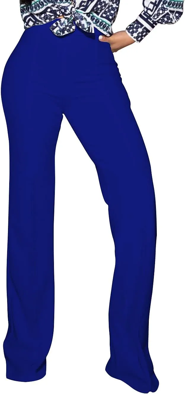 TOPSRANI Women High Waisted Dress Pants Work Trousers Slacks Bottoms Casual Pull On Long Stretch Solid Office Business