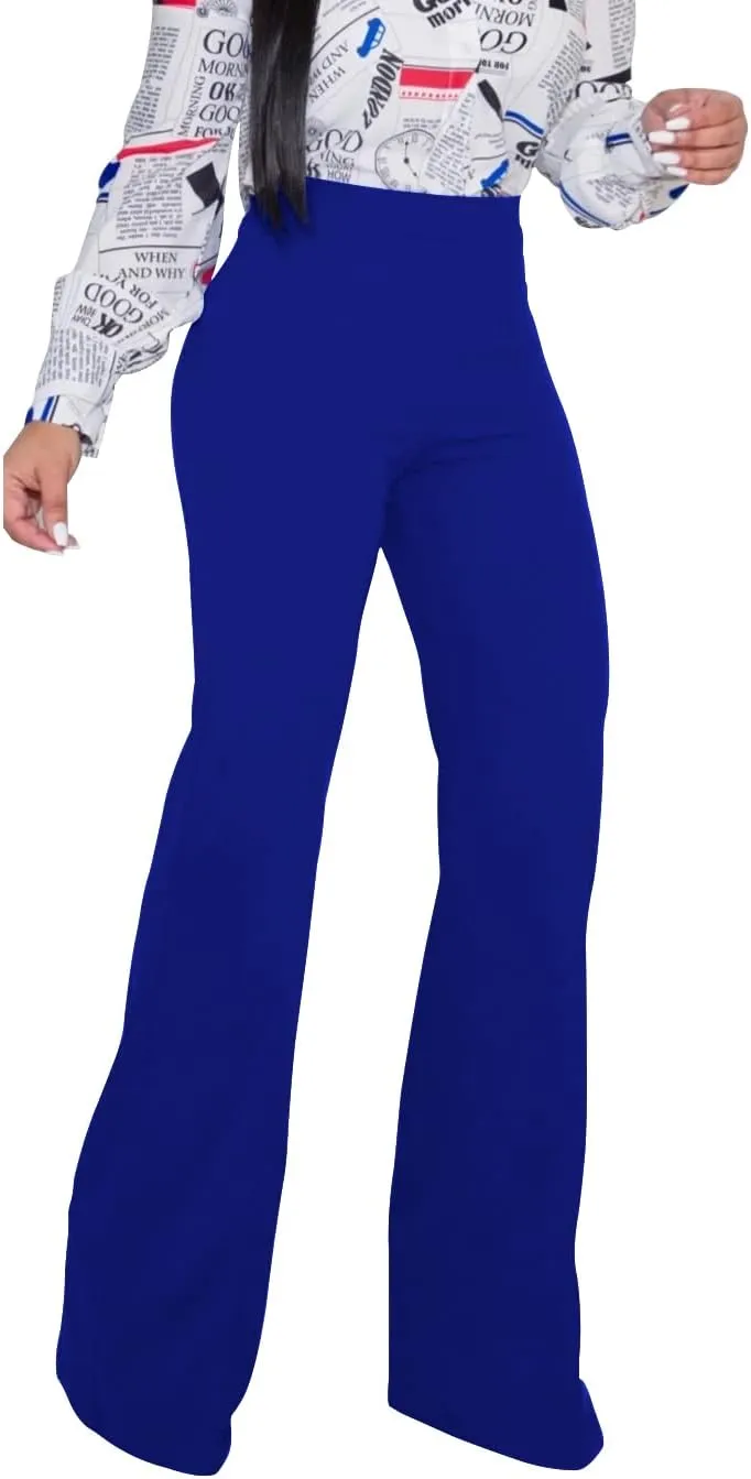 TOPSRANI Women High Waisted Dress Pants Work Trousers Slacks Bottoms Casual Pull On Long Stretch Solid Office Business