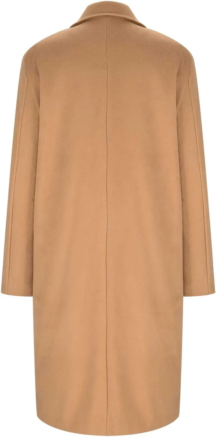 Trench Coats for Women Double Breasted Wool Blend Pea Coats Notched Lapel Collar Business Casual Long Jackets