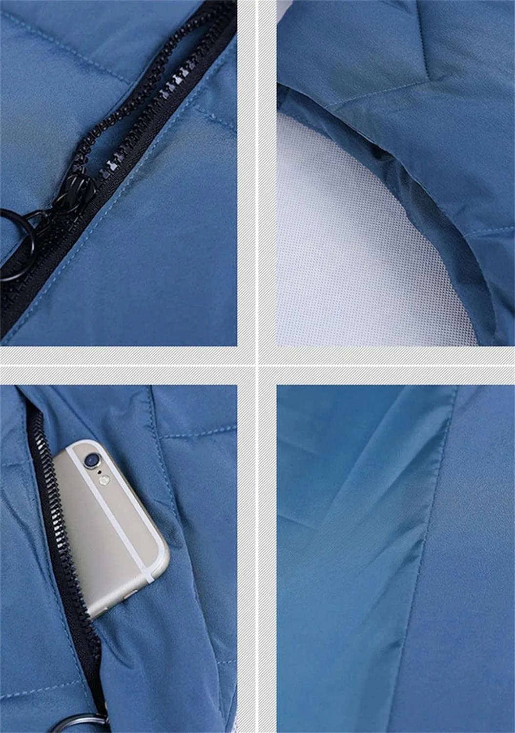 TYQQU Women Hooded Long Down Vest Sleeveless Zipper Fluffy Solid Color Down Vest With Pocket