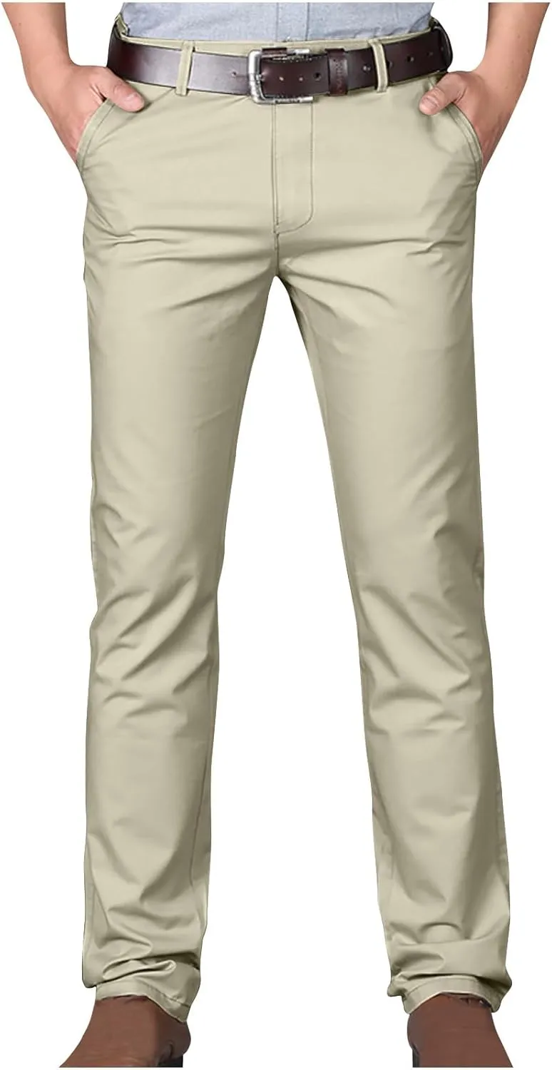 Uillui Men's Slim Fit Dress Pants Casual Business Golf Stretch Chinos Pants Fashion Lightweight Straight Leg Comfort Slacks