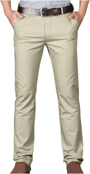 Uillui Men's Slim Fit Dress Pants Casual Business Golf Stretch Chinos Pants Fashion Lightweight Straight Leg Comfort Slacks