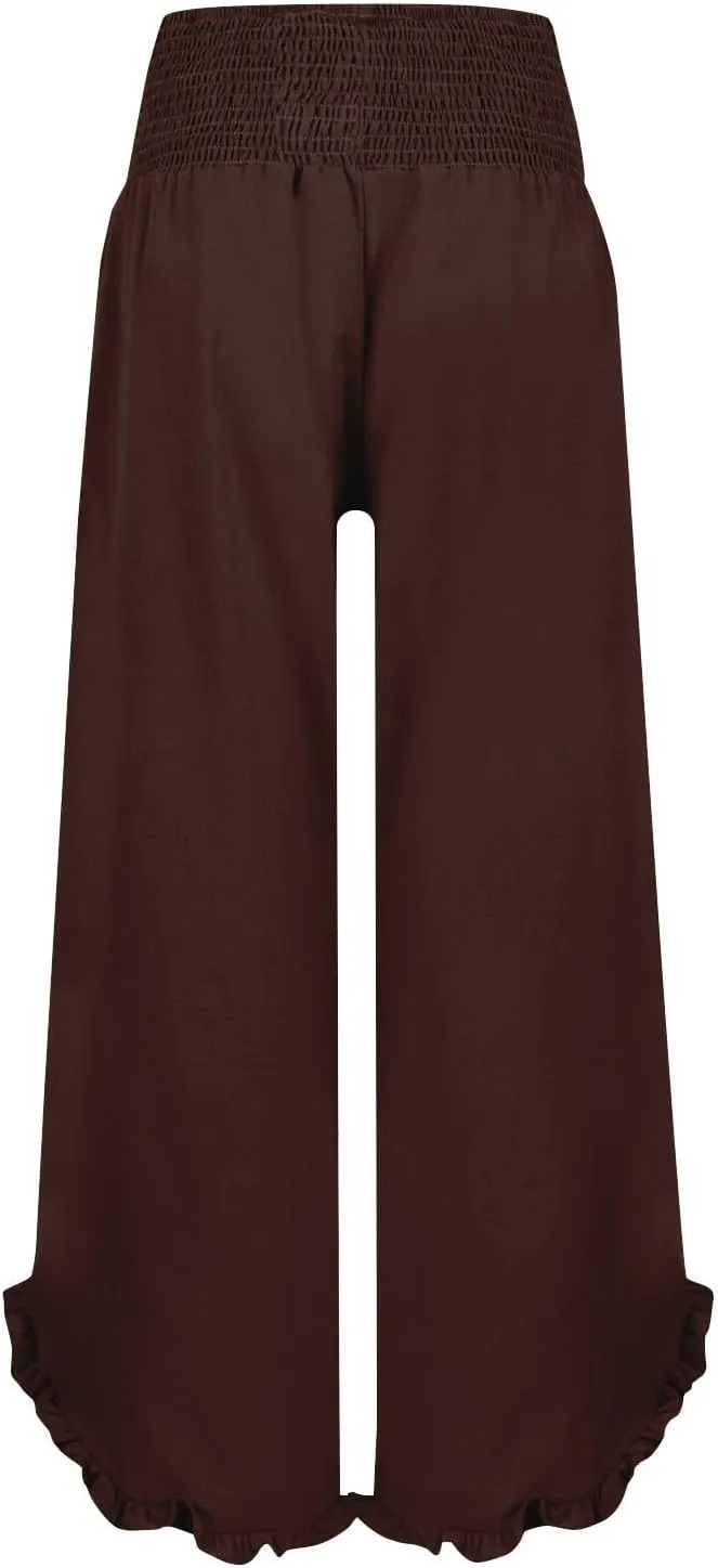 Vacation Outfits Beach 2025 Irregular Hem Loose Going Out Resort Pants Wide Leg High Waist Solid Sweatpants