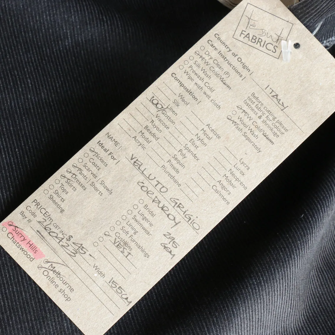 Velluto Grigio Corduroy