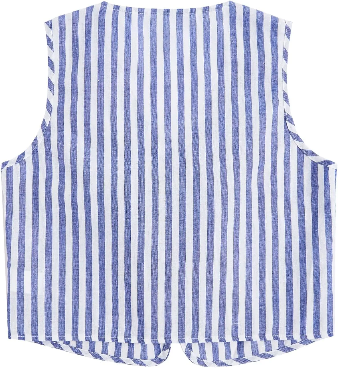 Verdusa Women's Bow Tie Knot Front V Neck Wave Print Sleeveless Crop Top Boho Vest