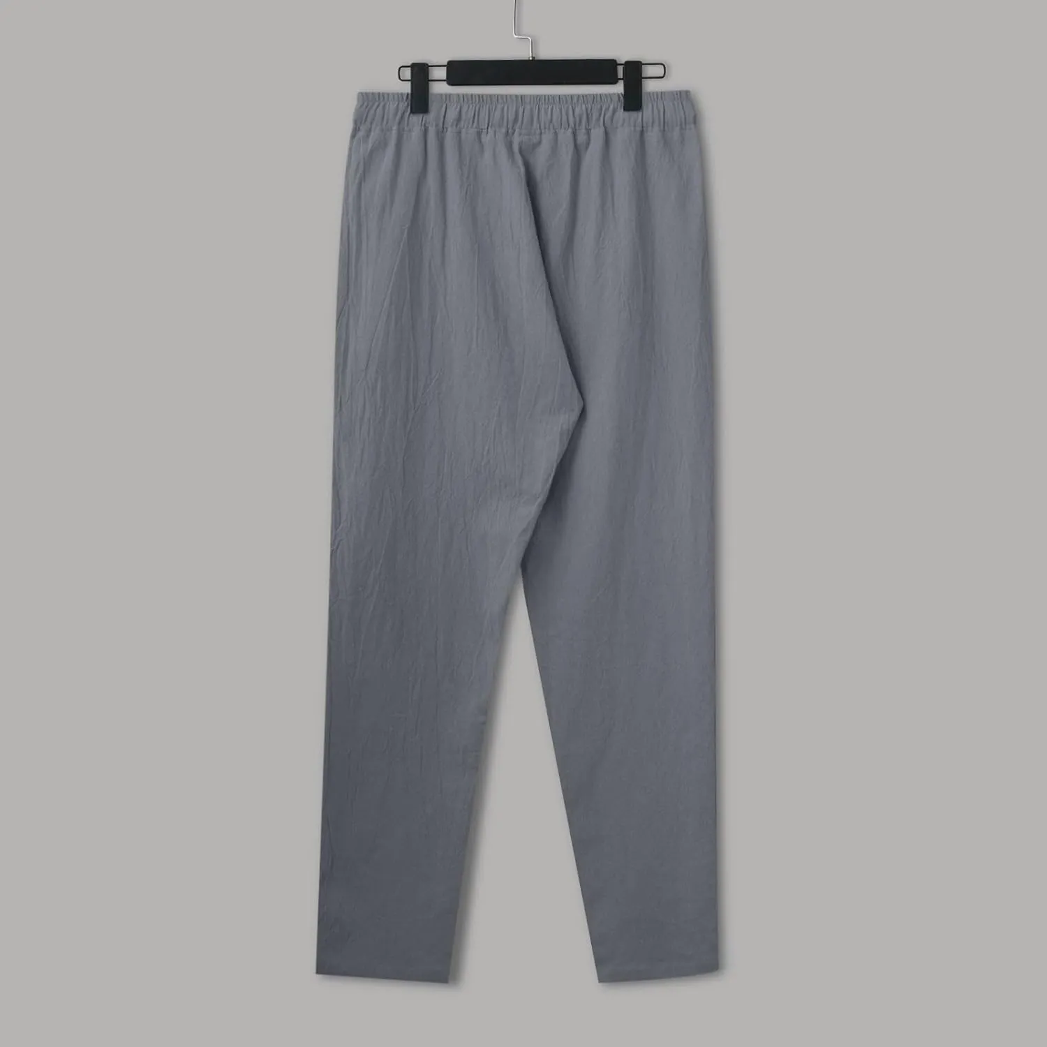 Vickyleb Linen Pants Men Slim Fit Cotton Pants Casual Drawstring Elastic Waist Summer Beach Pleated Chinos Pants for Men
