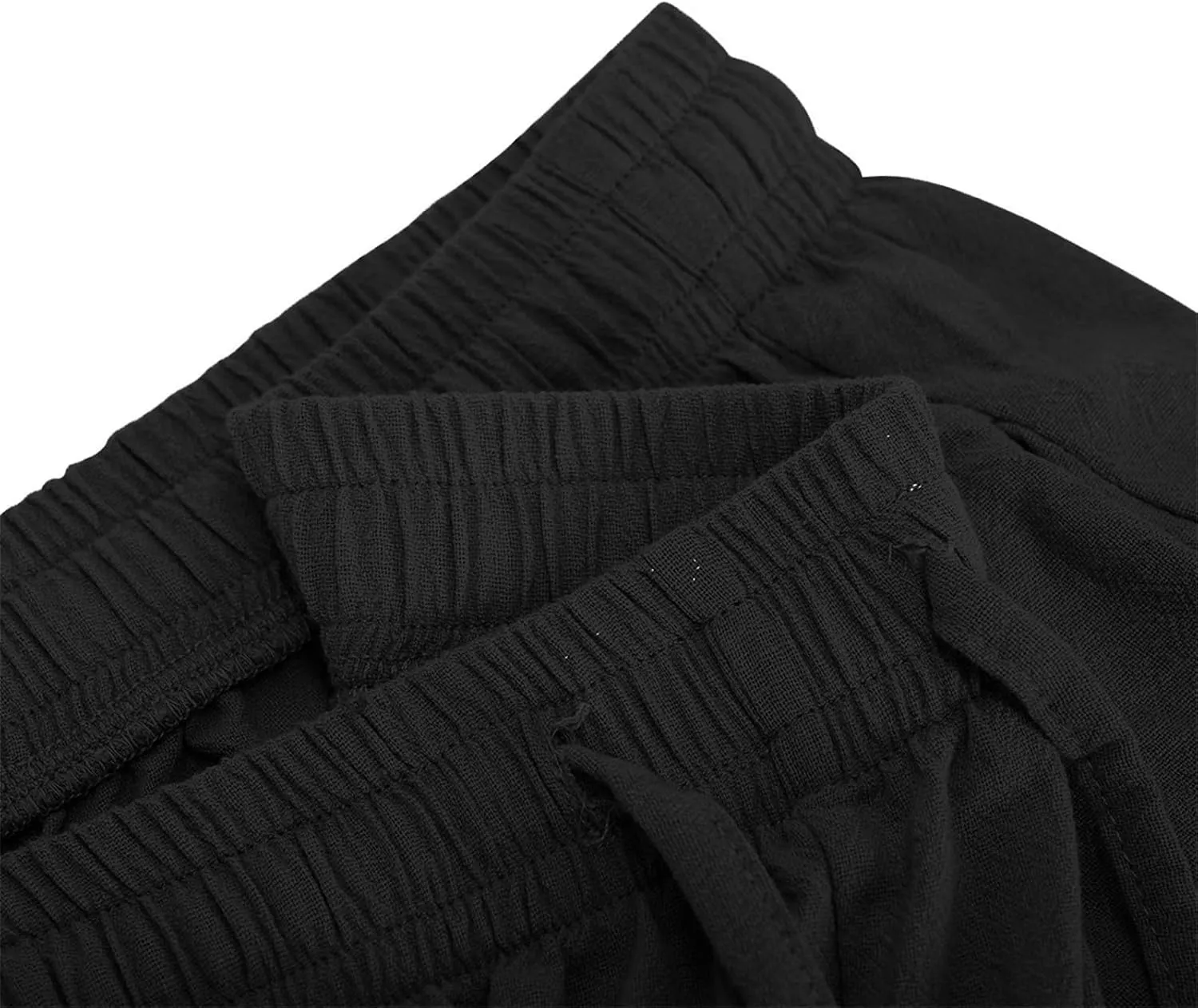 Wide Leg Linen Pants for Women Elastic Waist Summer Casual Solid Color Loose Fit Palazzo Trousers with Pockets