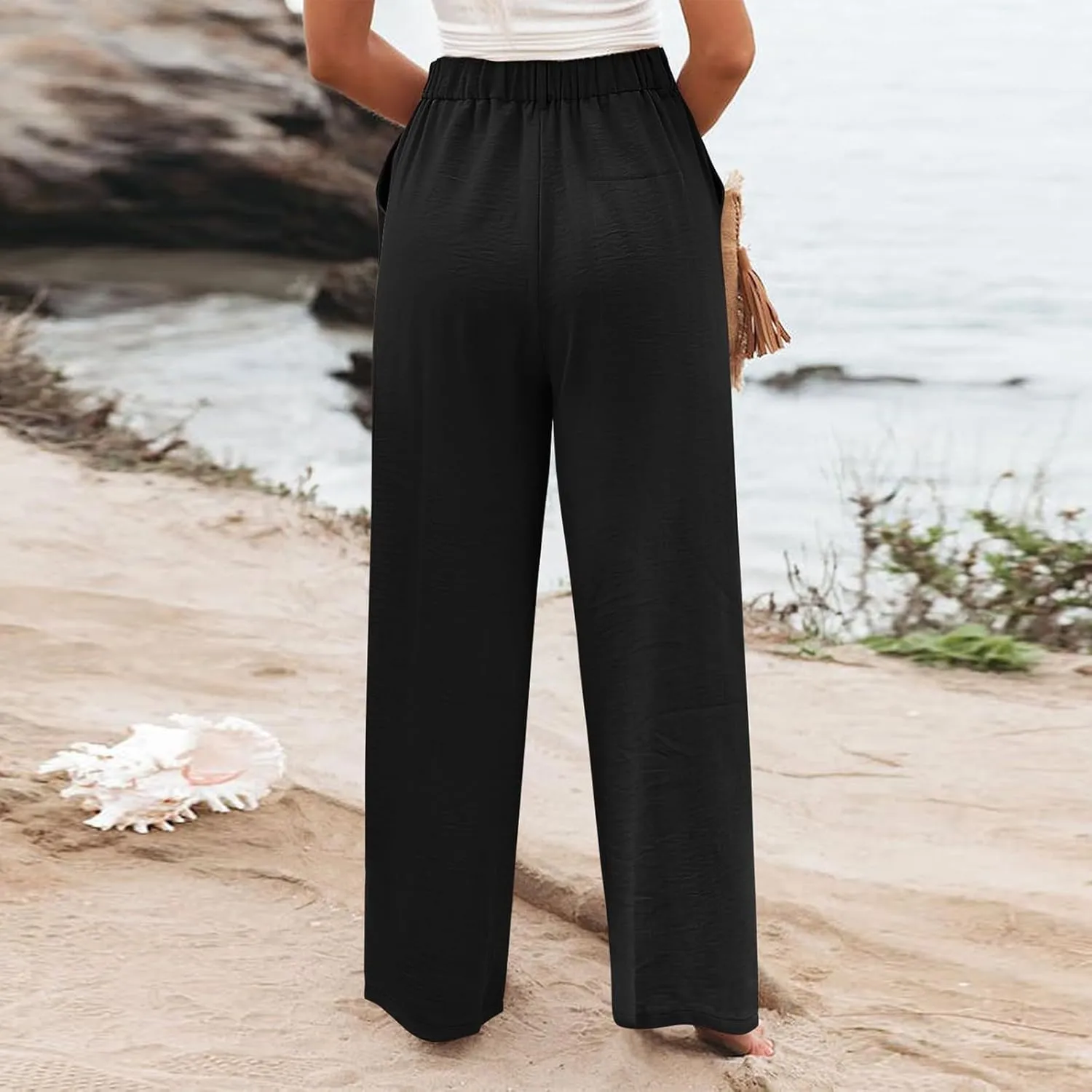 Wide Leg Pants for Women High Waist Solid Color Casual Trousers WomenSlacks Workout Pants 2024