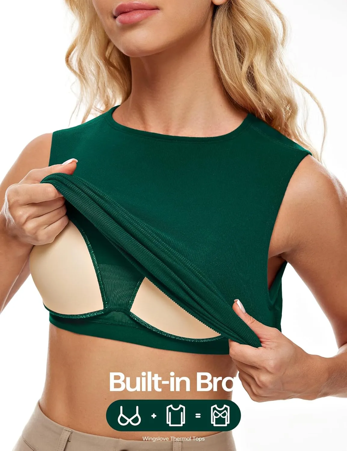 Wingslove Tank Top with Built in Bra for Women Shelf Bra Workout Tank Top