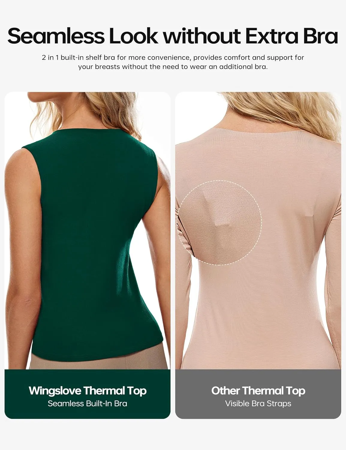 Wingslove Tank Top with Built in Bra for Women Shelf Bra Workout Tank Top