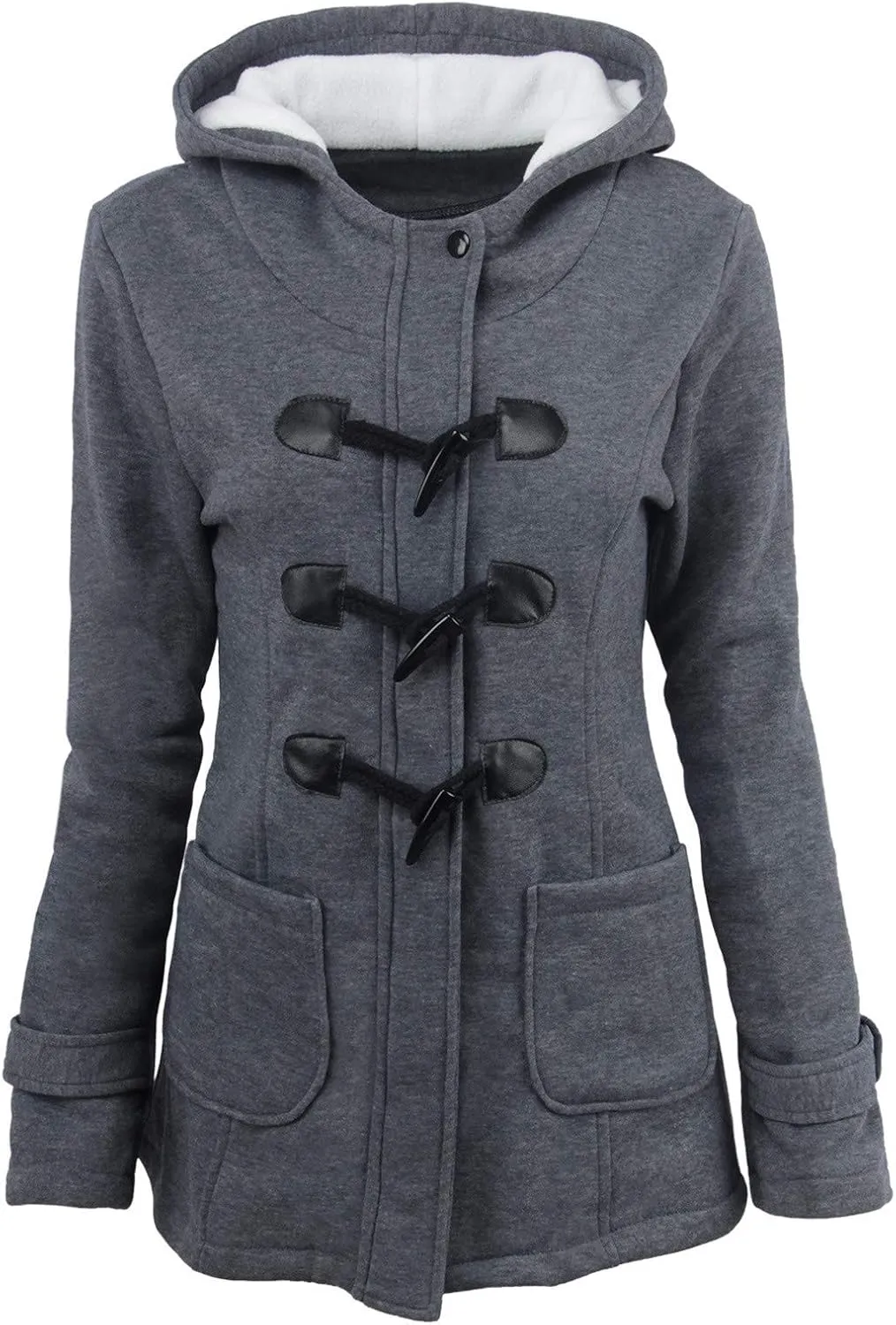 Winter Coats for Women 2024 Trendy Fleece Sherpa Lined Jacket Suede Leather Faux Fur Pea Coats with Horn Buttons
