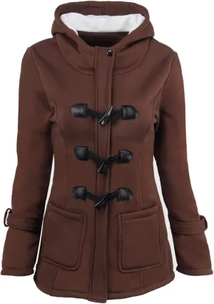 Winter Coats for Women 2024 Trendy Fleece Sherpa Lined Jacket Suede Leather Faux Fur Pea Coats with Horn Buttons