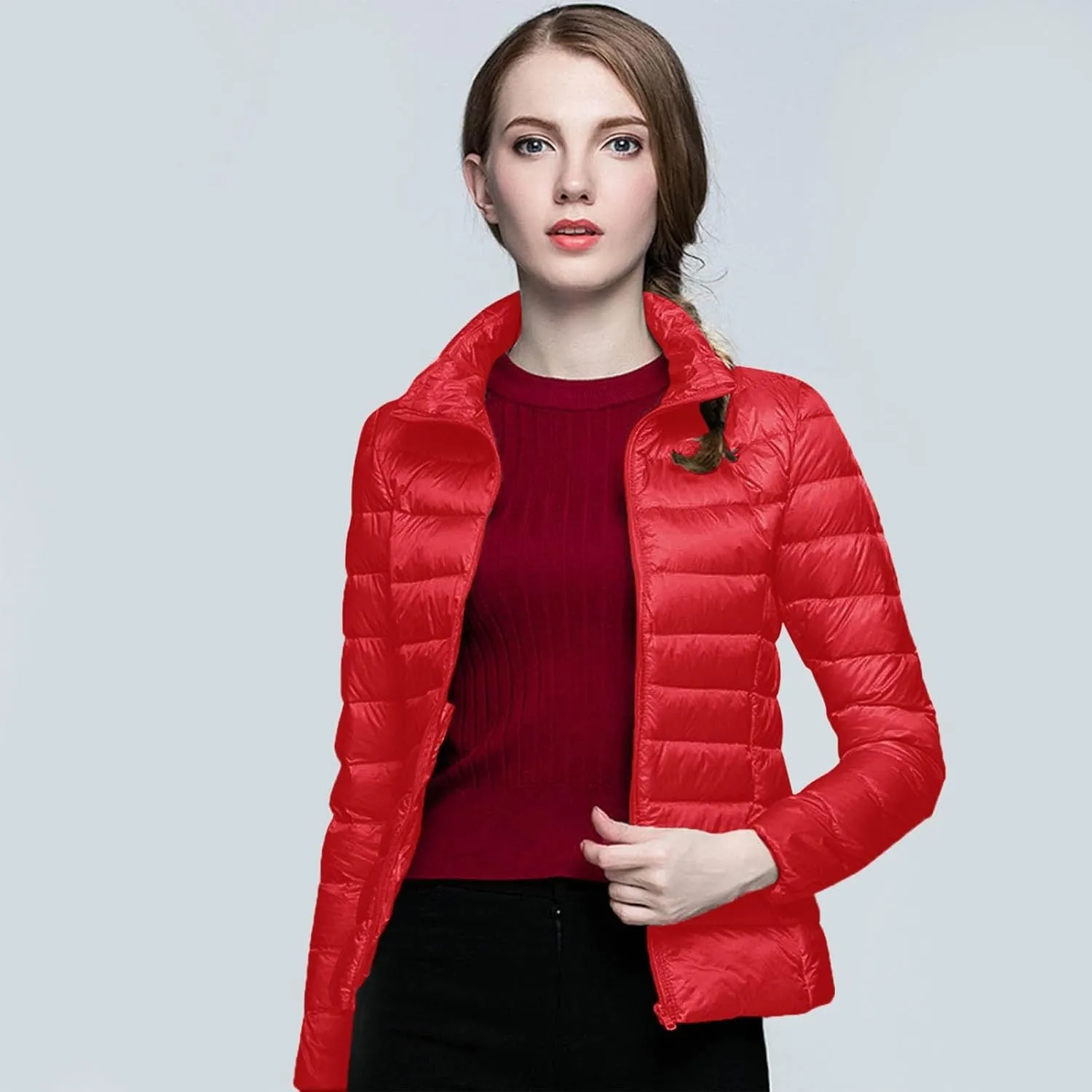Winter Coats for Women Fashion Solid Long Sleeve Puffer Jacket Lightweight Recycled Down Coat 2024 Insulation Outwear