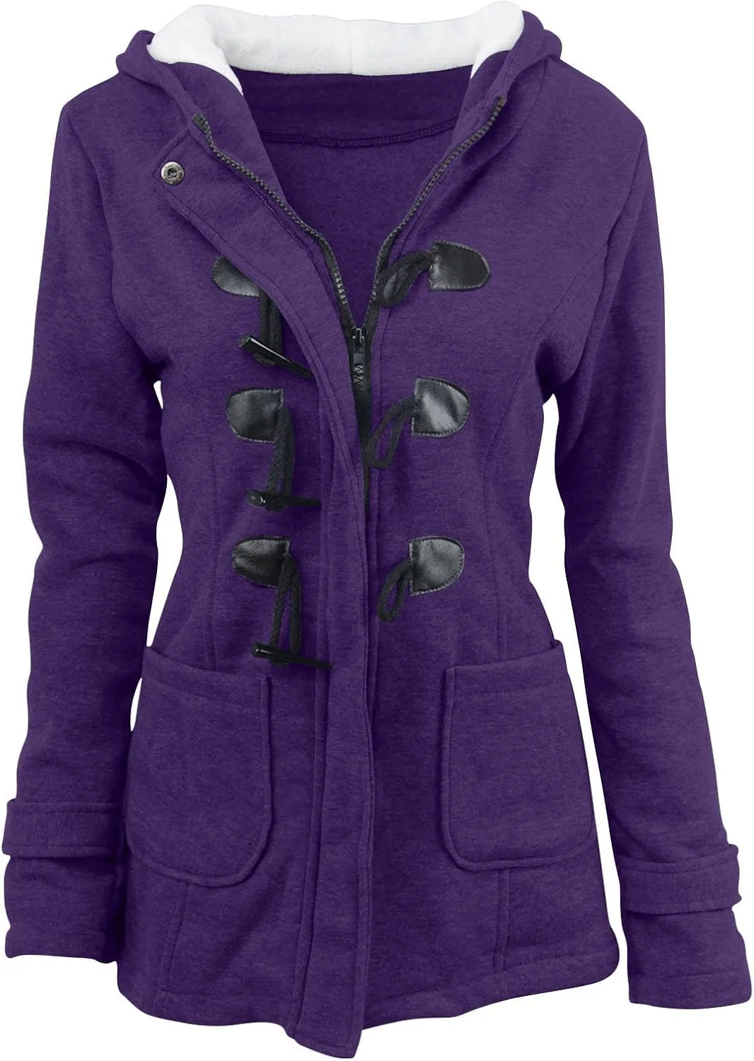 Winter Coats for Women Zip Up Hooded Utility Coats Outerwear with Pockets Plus Size Warm Sherpa Fleece Lined Jackets