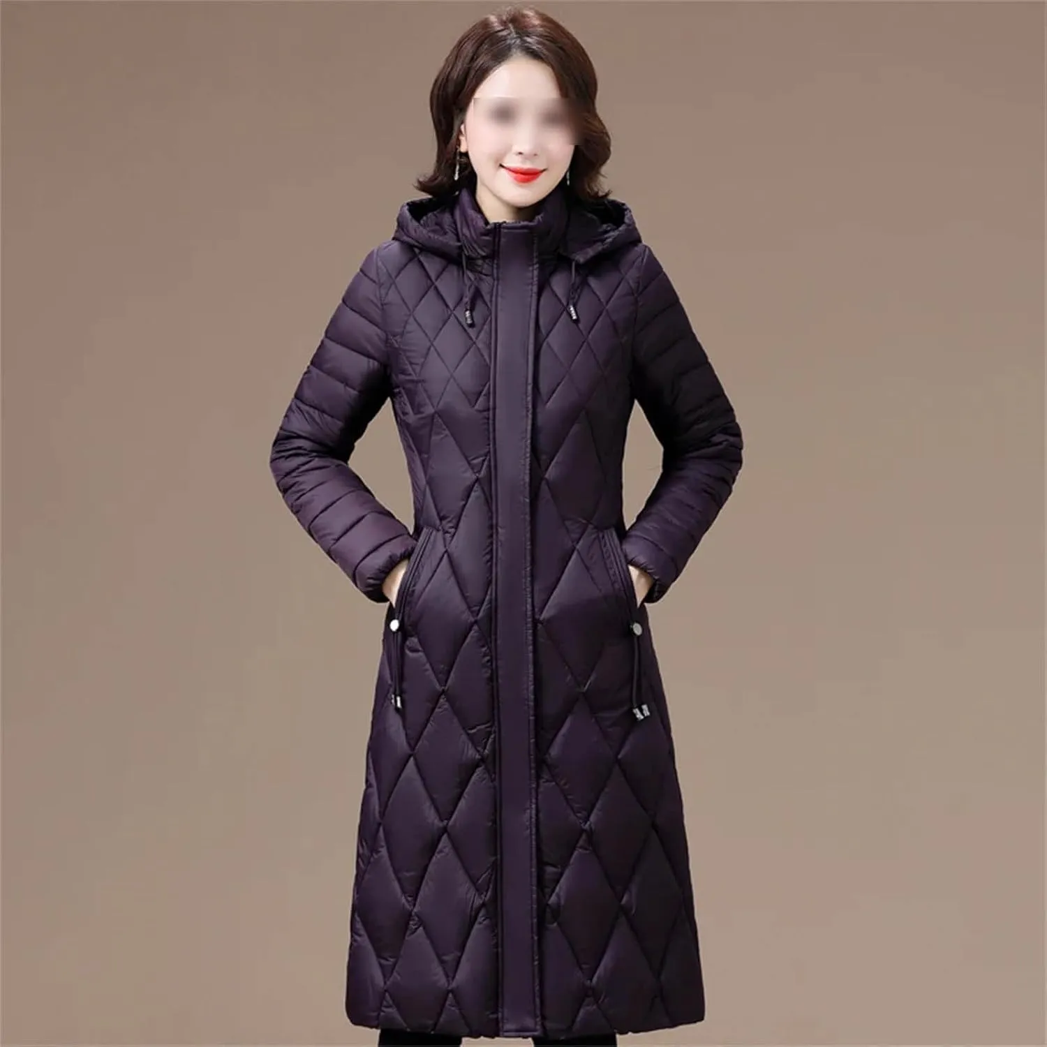 Winter Coats Hooded Casual Cotton Padded Jackets For Women Long Parkas Warm Slim Solid Color Winter Overcoat