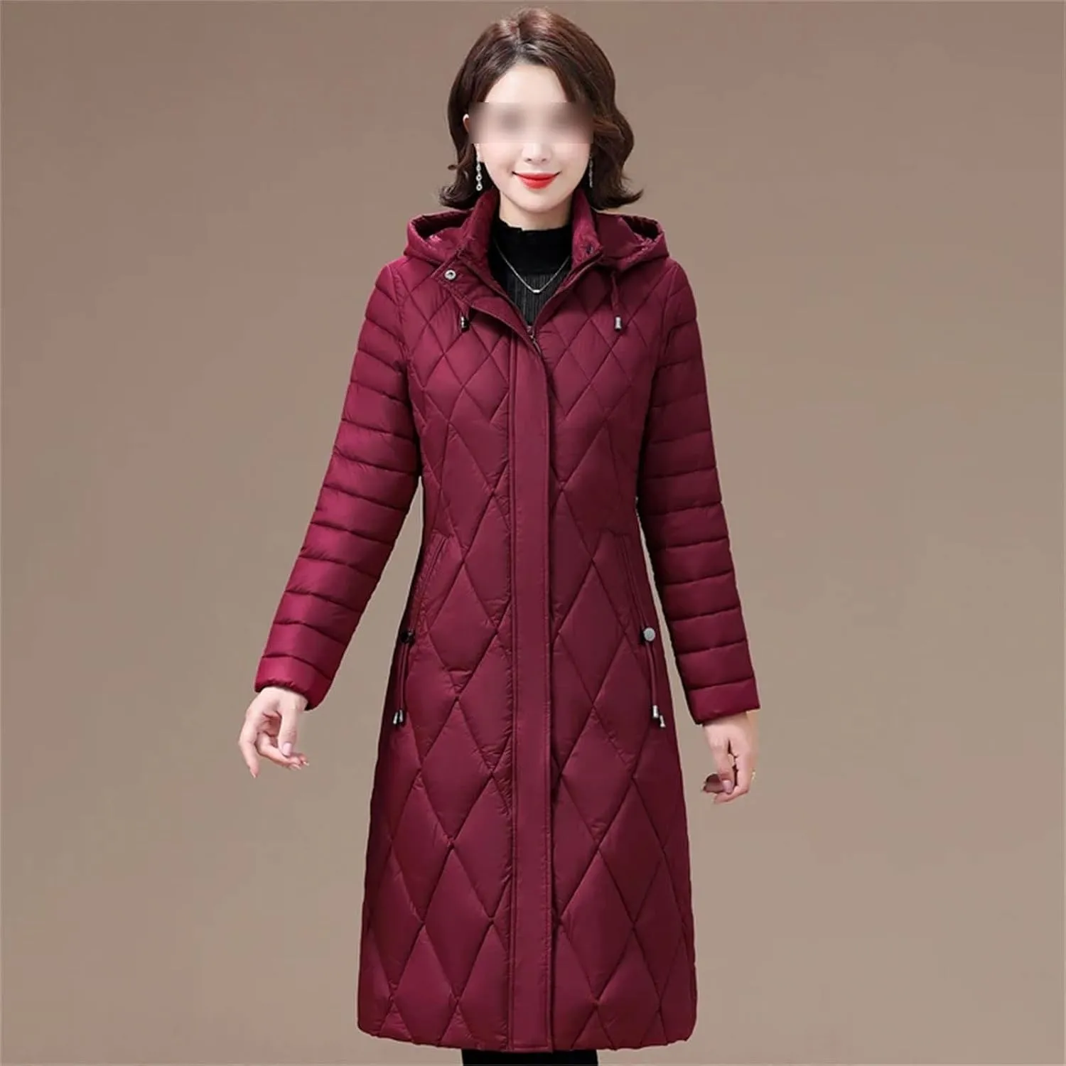 Winter Coats Hooded Casual Cotton Padded Jackets For Women Long Parkas Warm Slim Solid Color Winter Overcoat