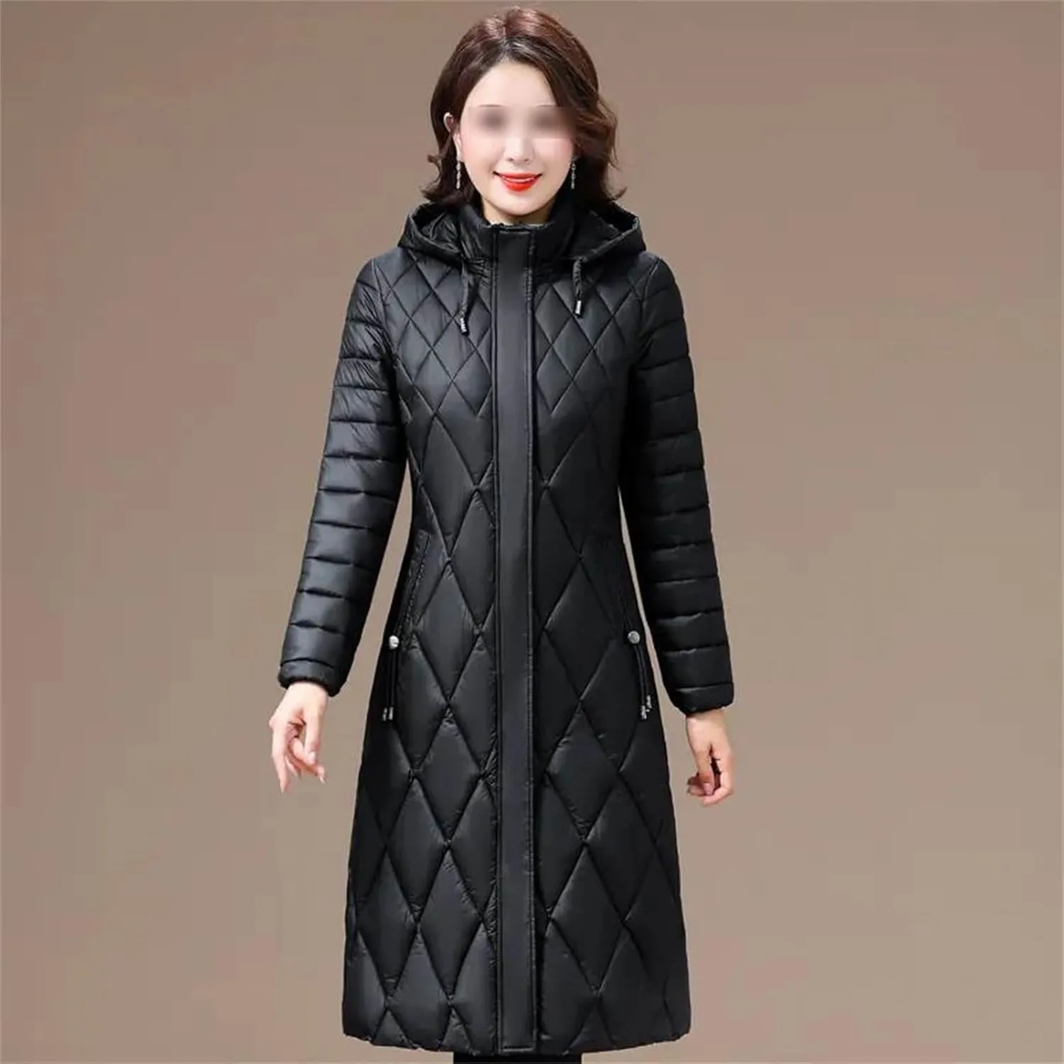 Winter Coats Hooded Casual Cotton Padded Jackets For Women Long Parkas Warm Slim Solid Color Winter Overcoat