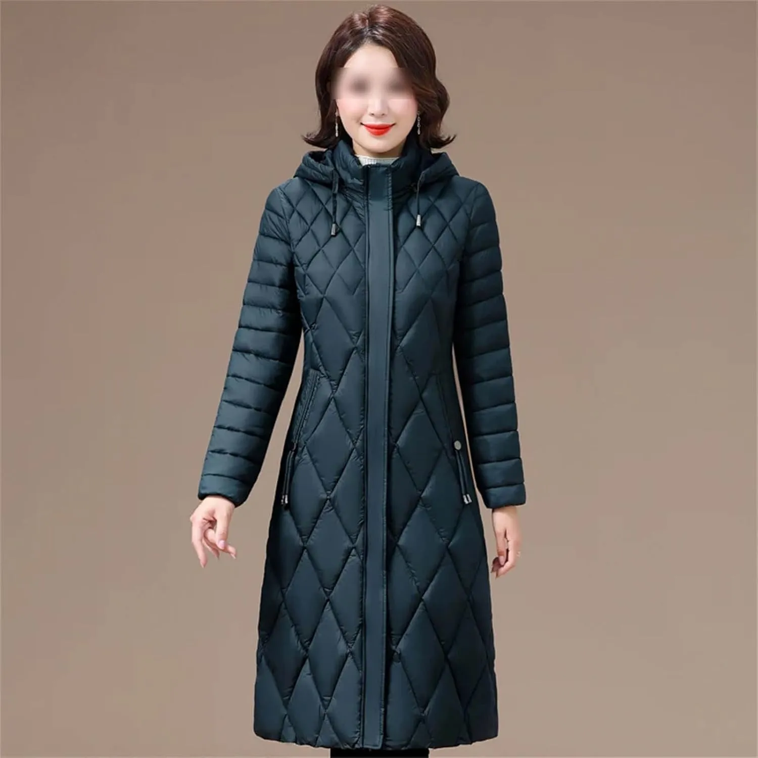 Winter Coats Hooded Casual Cotton Padded Jackets For Women Long Parkas Warm Slim Solid Color Winter Overcoat