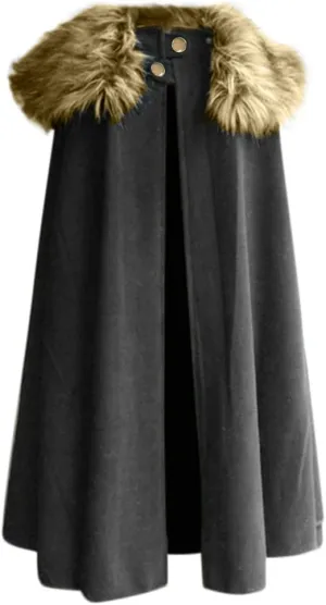 Winter Jacket Cloak for Men Fur Neck Coats Warm Long Cape Fashion Thick Shawl Solid Color Cloak Soft Casual Outerwear