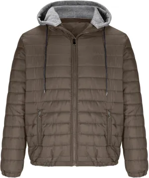 Winter Jacket for Men Lightweight Puffer Jackets Zip Up Padded Coat Packable Down Jacket Quilted Hooded Outerwear