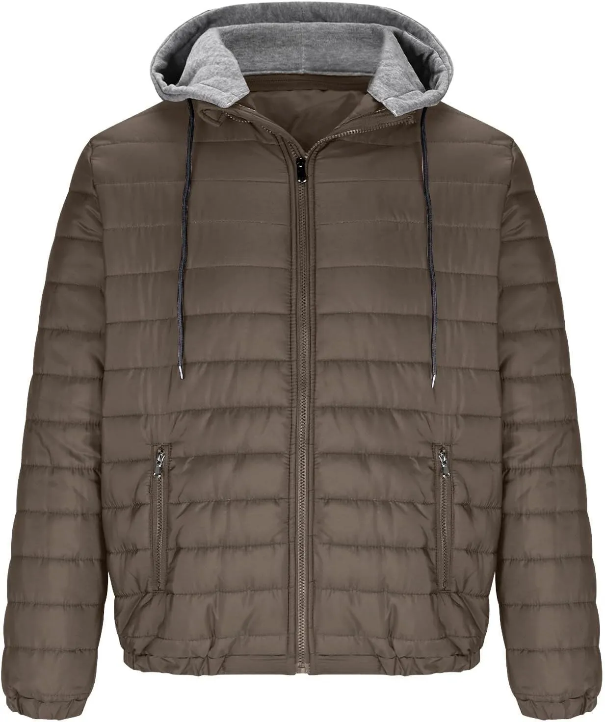 Winter Jacket for Men Lightweight Puffer Jackets Zip Up Padded Coat Packable Down Jacket Quilted Hooded Outerwear