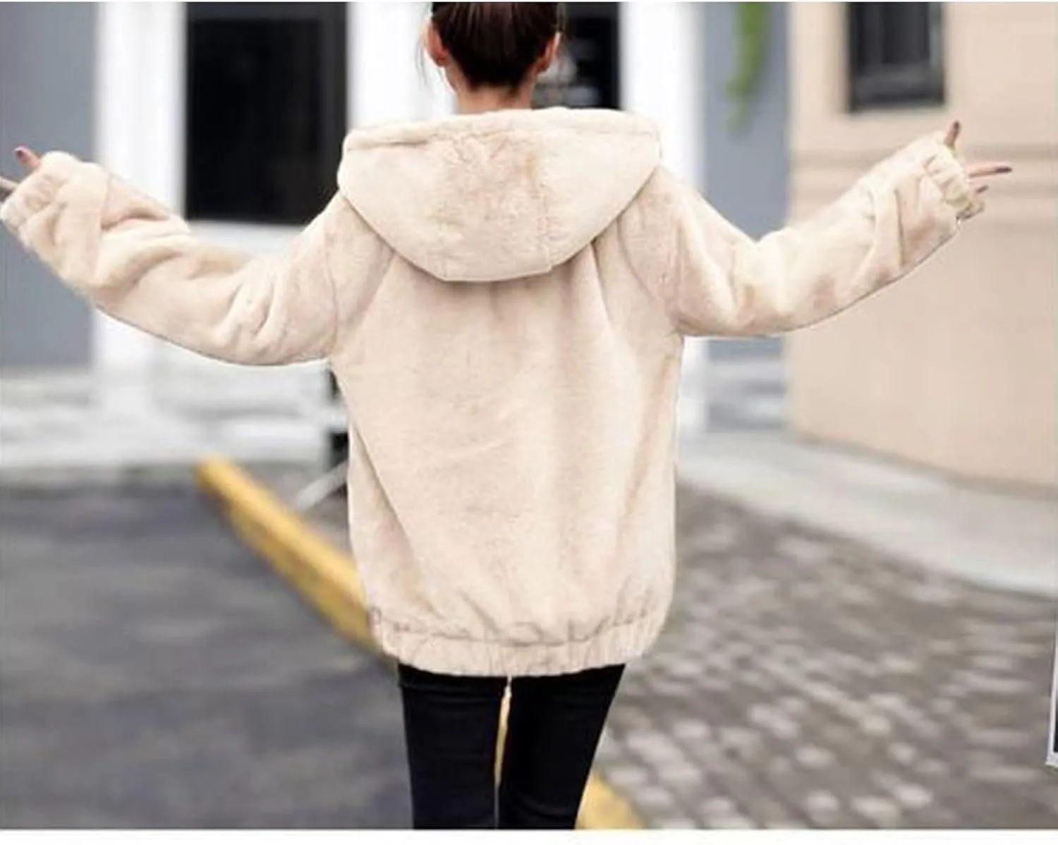 Winter Jackets For Women,Womens Solid Full Zip Up Sherpa Hoodies With Pockets Fuzzy Fleece Oversized Coat
