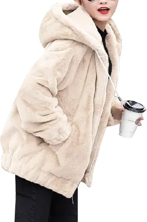 Winter Jackets For Women,Womens Solid Full Zip Up Sherpa Hoodies With Pockets Fuzzy Fleece Oversized Coat