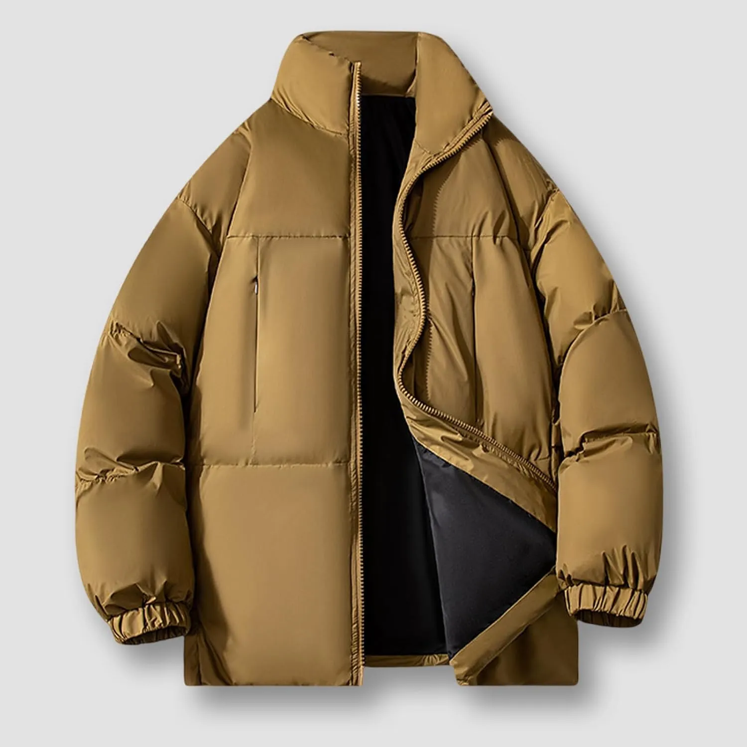 Winter Quilted Insulated Jackets For Men Heavyweight Cotton Padded Jacket Stand Collar Thickened Coats For Travel Ski
