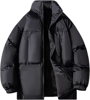 Winter Quilted Insulated Jackets For Men Heavyweight Cotton Padded Jacket Stand Collar Thickened Coats For Travel Ski