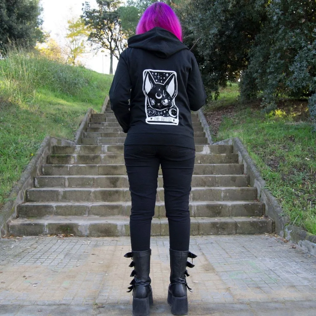 Witchy Cat Tarot Zip Hoodie