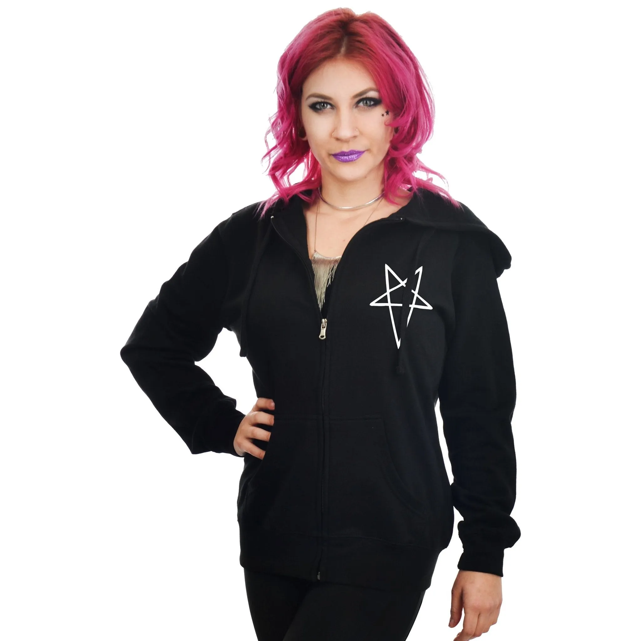 Witchy Cat Tarot Zip Hoodie