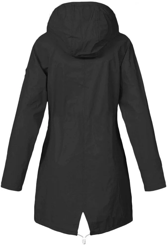 Wkishenl Waterproof Rain Coat Women Fall Winter Fleece Lined Outdoor Trench Coats Plus Size Windbreaker Rain Jacket
