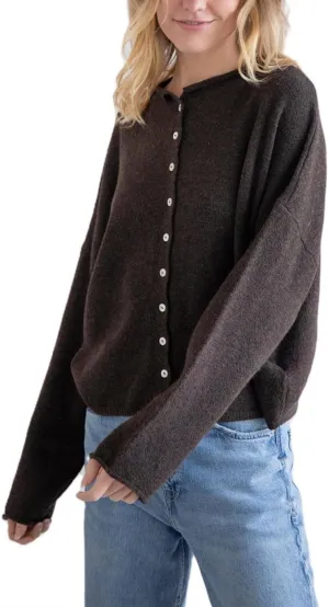 Women Casual Cardigan Sweater Lightweight Loose Crewneck Button Down Long Sleeve Basic Knit Tops