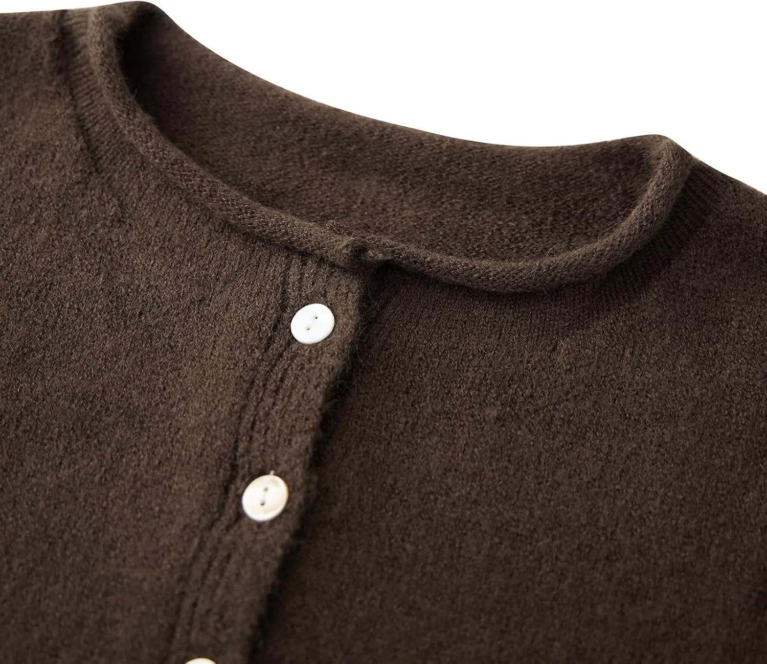 Women Casual Cardigan Sweater Lightweight Loose Crewneck Button Down Long Sleeve Basic Knit Tops