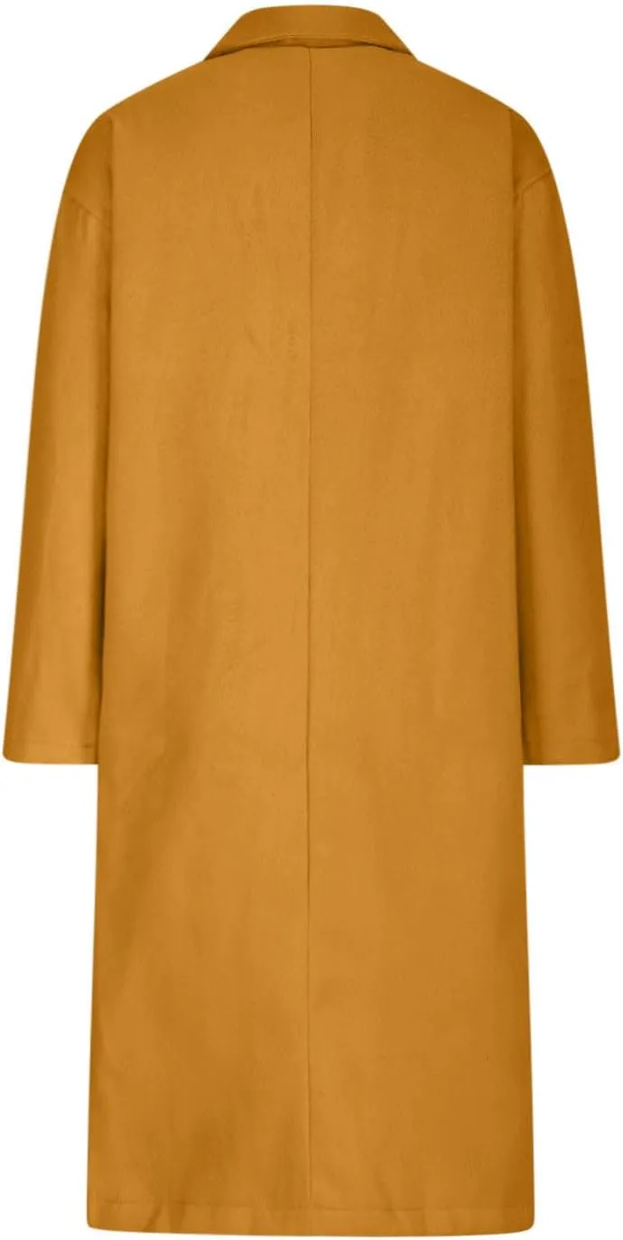 Women Casual Long Woolen Coat Fashion Overcoat Plus Size Trench Coats Loose Plain Plus Size Wool Jacket