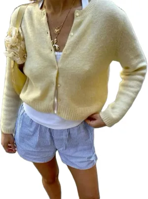 Women Casual Solid Long Sleeve Whispers Knit Cardigan Cute Y2k Crewneck Open Front Button Down Cropped Cardigan Sweater